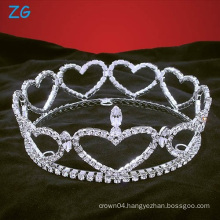 Beauty Pageant queen rhinestone crystal heart tiara crown